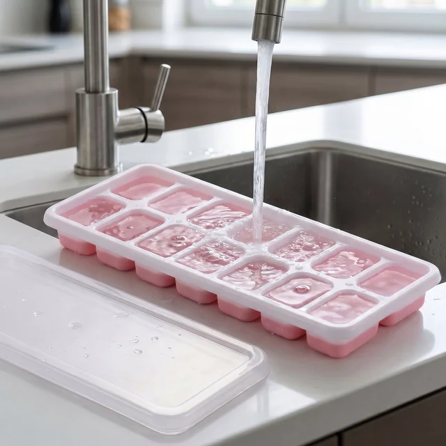 Plastic Ice Cube Tray with Lid – Hygienic & Easy Release, Pack of 2