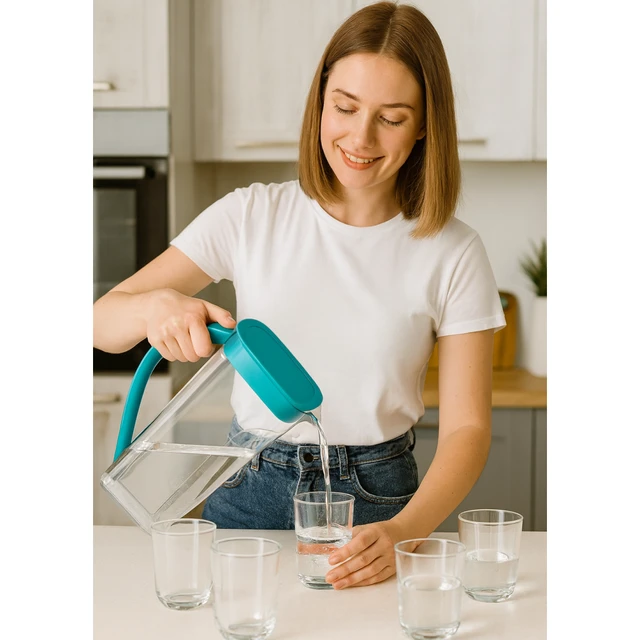 Plastic Jug with 6 Glass Set – 1.5L Unbreakable & Elegant