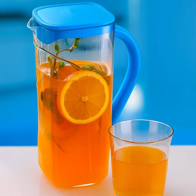 Plastic Jug with 6 Glass Set – 1.5L Unbreakable & Elegant