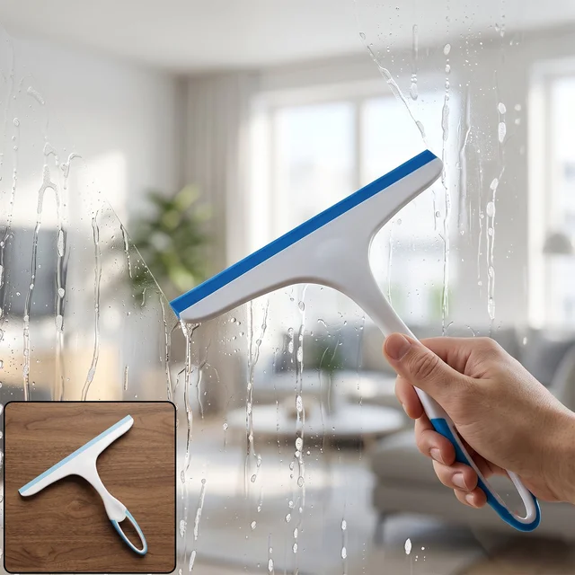 Plastic Kitchen and Shower Squeegee Wiper for Glass, Mirror and Countertops (1 Pc)