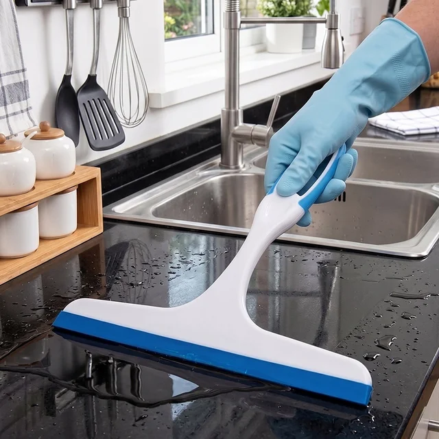 Plastic Kitchen and Shower Squeegee Wiper for Glass, Mirror and Countertops (1 Pc)