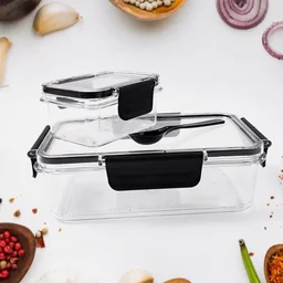 Plastic Kitchen Storage Container Set – Airtight Lock Lid & Spoon