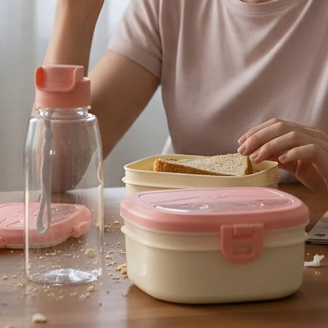 Plastic Lunch Box Set – Secure Lock Lid & Dual Compartments