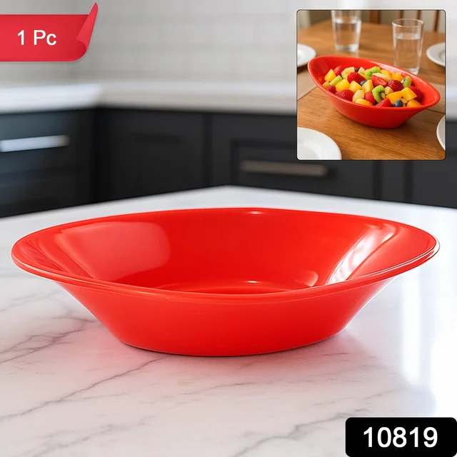 Plastic Marin Serving Bowl – Deep Oval Red Glossy Finish