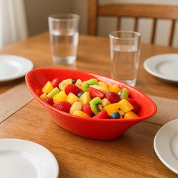 Plastic Marin Serving Bowl – Deep Oval Red Glossy Finish