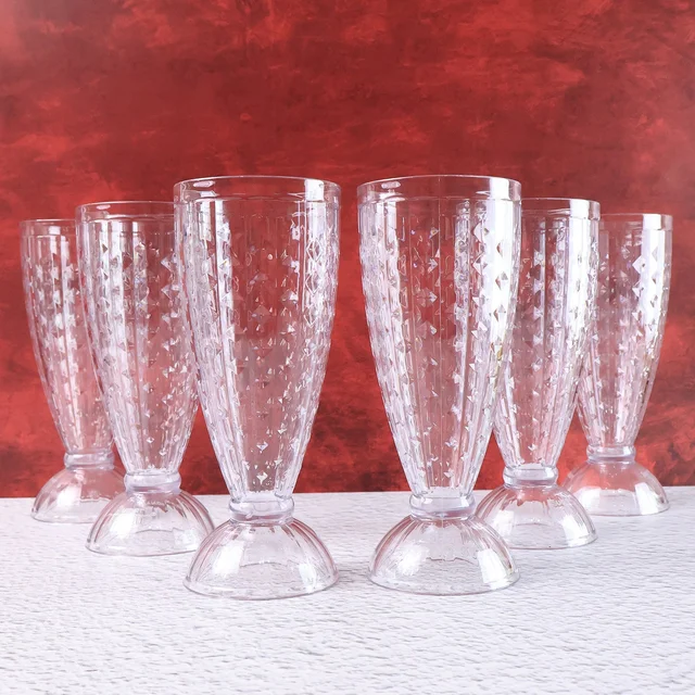 Plastic Milkshake Glass Set – Durable 400ML Plastic Tumblers (6 Pieces)