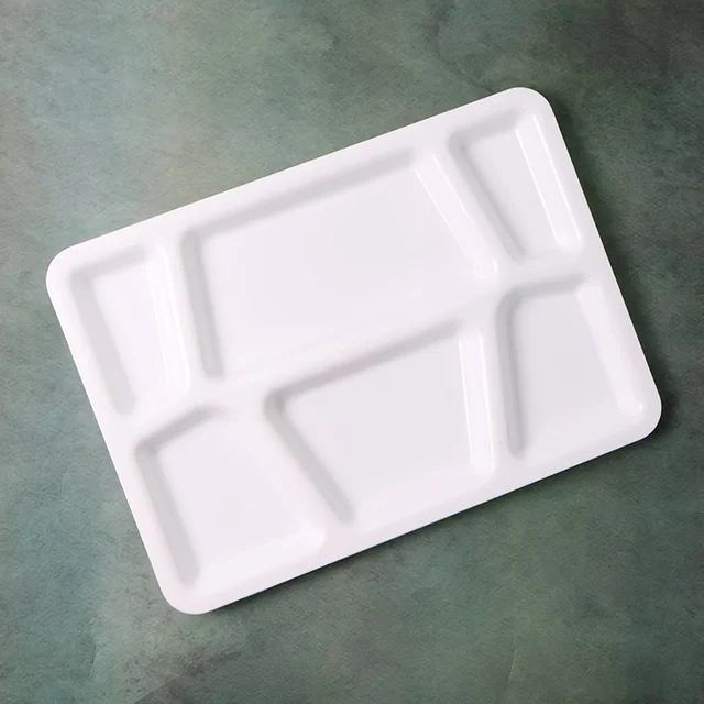 Plastic Multi-Compartment Meal Serving Tray – 6 Sections for Neat Portioning