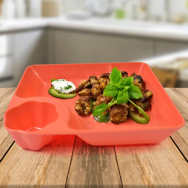 Plastic Plates with Dipping Saucer – Perfect for Snacks & Party Serveware
