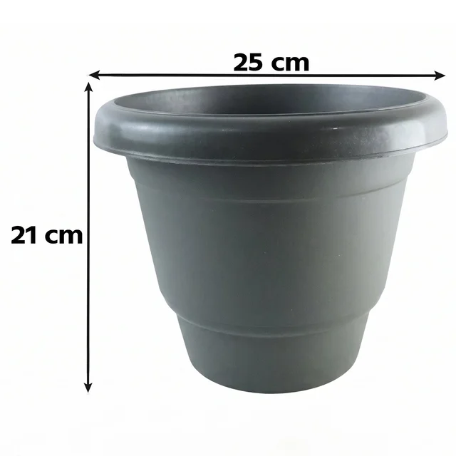 Plastic Round Flower Pot Planter Set, Durable Gardening Pots with Rim (6 Pcs Set)