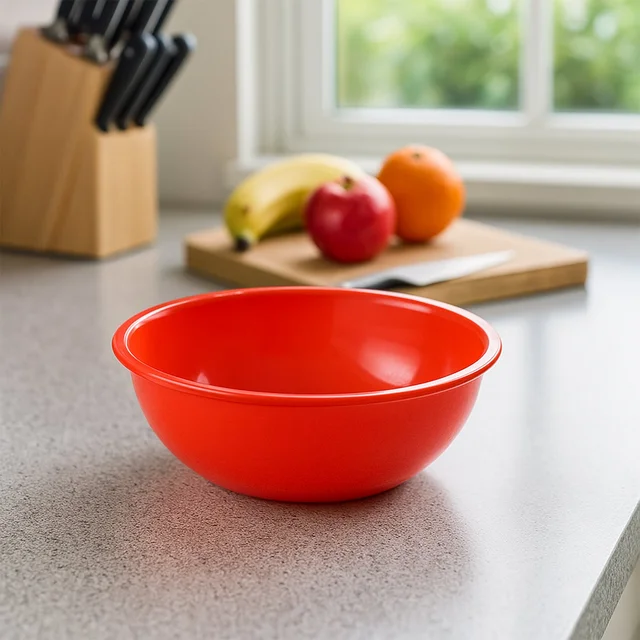 Plastic Serving Bowl 6 Inch – Durable Red Round Deep Bowl