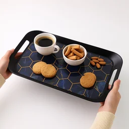 Plastic Serving Tray Set – Elegant Hexagonal 3-Piece Combo