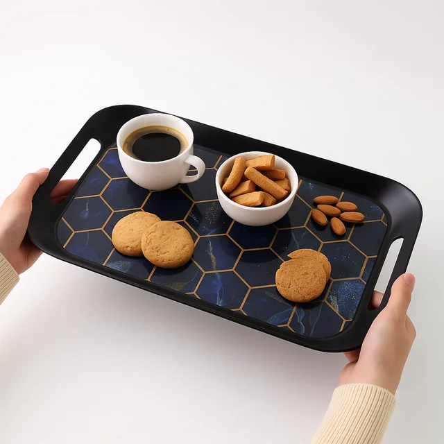 Plastic Serving Tray Set – Elegant Hexagonal 3-Piece Combo