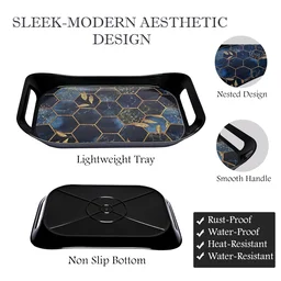 Plastic Serving Tray Set – Elegant Hexagonal 3-Piece Combo