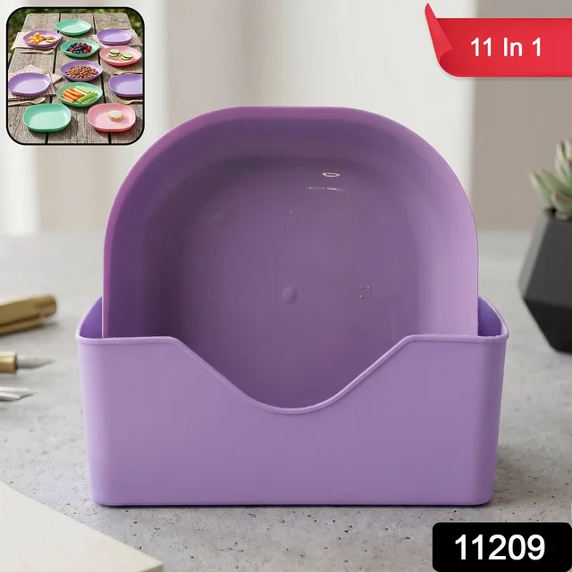 Plastic Snack Serving Tray Plates Set – Space-saving & Durable
