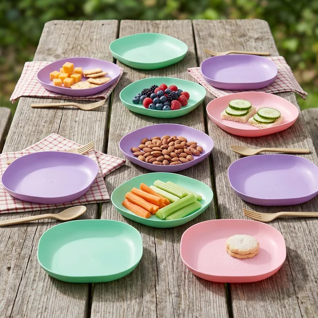 Plastic Snack Serving Tray Plates Set – Space-saving & Durable