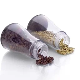 Plastic Spice Jar Set – 6-Piece Rotating Lid Organizer with Stand