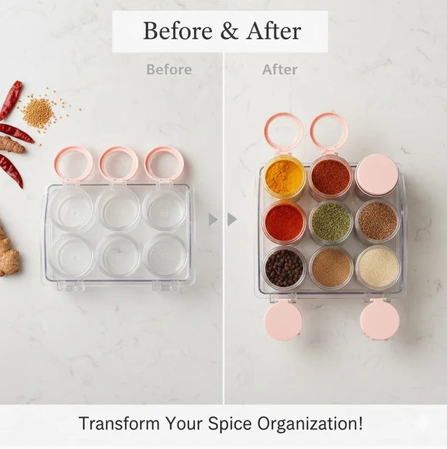 Plastic Spice Jars – Airtight 6-Piece Multicolor Set | Tidy Table