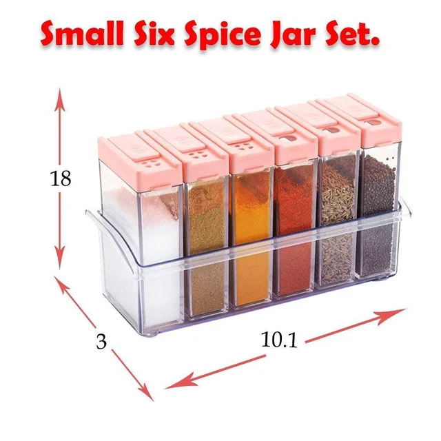 Plastic Spice Jars – Airtight 6-Piece Multicolor Set | Tidy Table