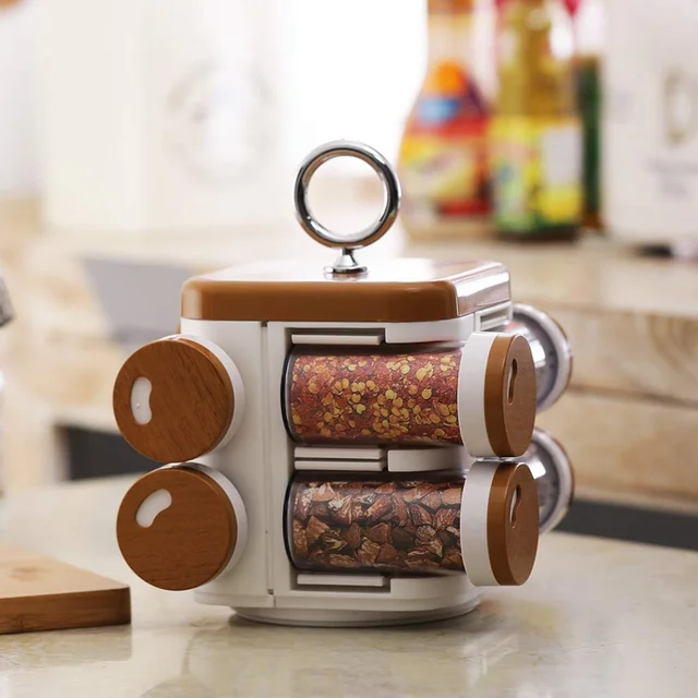 Plastic Spice Rack – 8-Jar Revolving Organizer | Ganesh Storewell