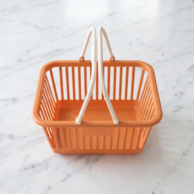 Plastic Storage Basket with Foldable Handles – Compact & Durable Organiser