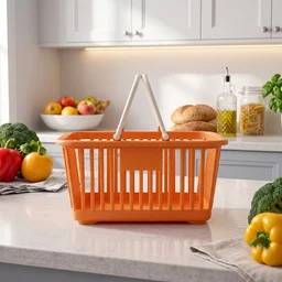 Plastic Storage Basket with Foldable Handles – Compact & Durable Organiser