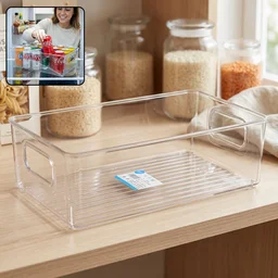 Plastic Storage Box Organizer with Handles – Clear & Space-saving