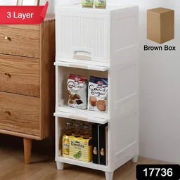 Plastic Storage Cabinet – 3-Layer Foldable Organizer | Organivo