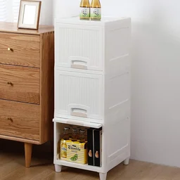 Plastic Storage Cabinet – 3-Layer Foldable Organizer | Organivo