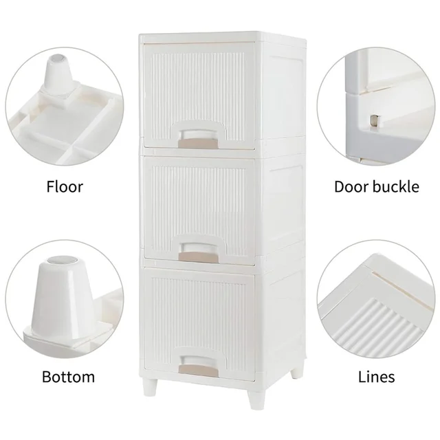 Plastic Storage Cabinet – 3-Layer Foldable Organizer | Organivo