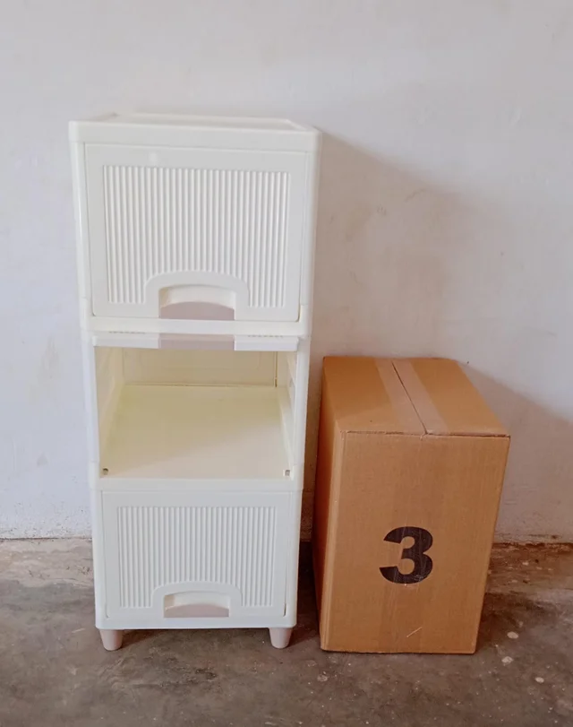 Plastic Storage Cabinet – 3-Layer Foldable Organizer | Organivo