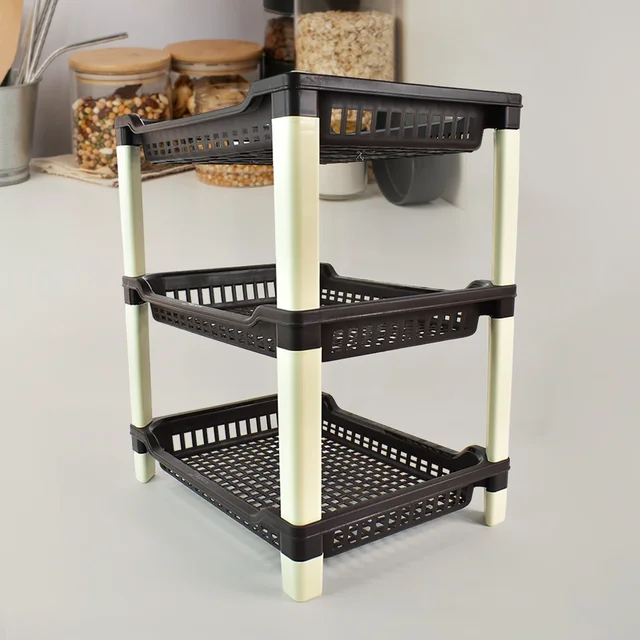 Plastic Storage Rack – 3-Tier Durable Multi-Use Organizer