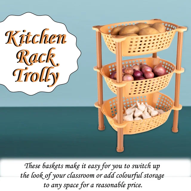 Plastic Storage Rack – 3-Tier Multipurpose Organizer | Organivo