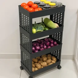 Plastic Storage Rack – 4-Layer Utility Trolley with Wheels | Organivo
