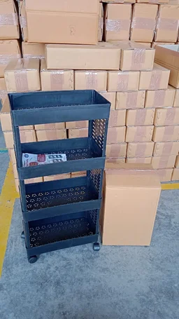 Plastic Storage Rack – 4-Layer Utility Trolley with Wheels | Organivo