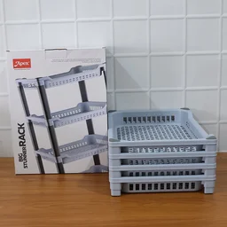 Plastic Storage Rack – 4-Layer Ventilated Multipurpose Organizer