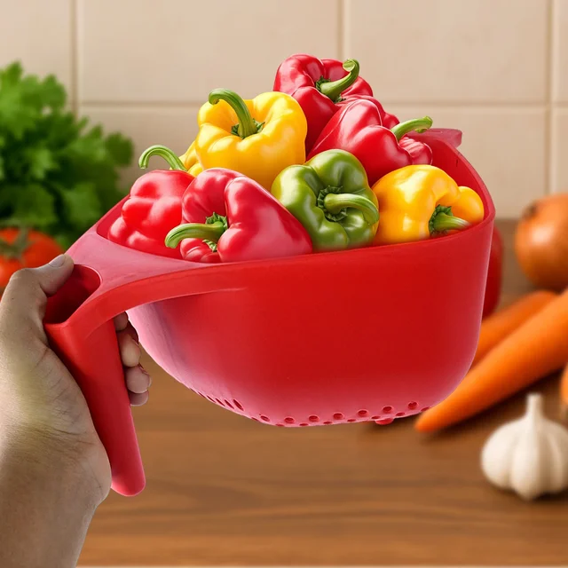 Plastic Strainer Bowl – Ergonomic Handle & Quick Drainage