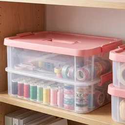 Plastic Transparent Storage Box with Lid 2XL 2 Layer Stackable Organizer (1 Pc)