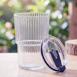 Plastic Tumbler with Lid – 450ml Reusable, Clear & Leak-Proof