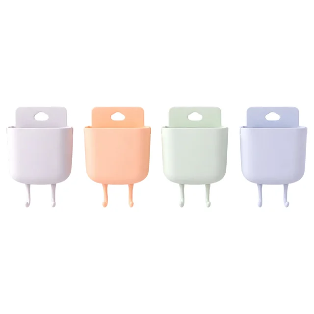 Plastic Wall Mounted Mobile Charging Holder Set – Space Saving 4 Pc