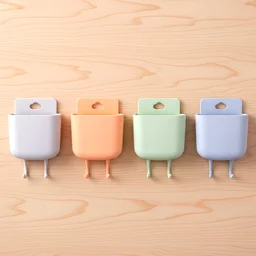 Plastic Wall Mounted Mobile Charging Holder Set – Space Saving 4 Pc