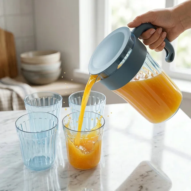 Plastic Water Jug with 4 Glasses Set – Perfect for Home Use
