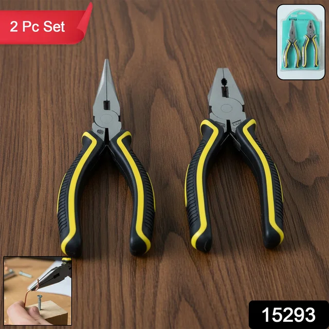 Pliers Set – 2 Pc Combination & Long Nose with Anti-Slip Grip