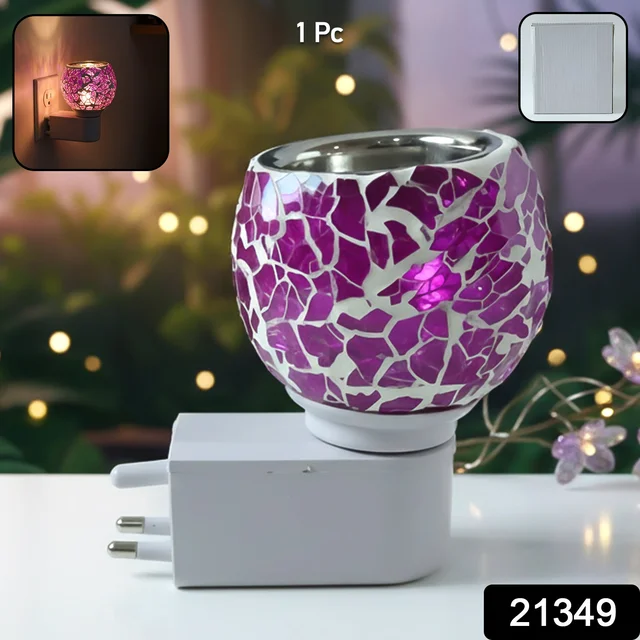 Plug-In Aroma Diffuser Lamp – Purple Mosaic Glass Night Light