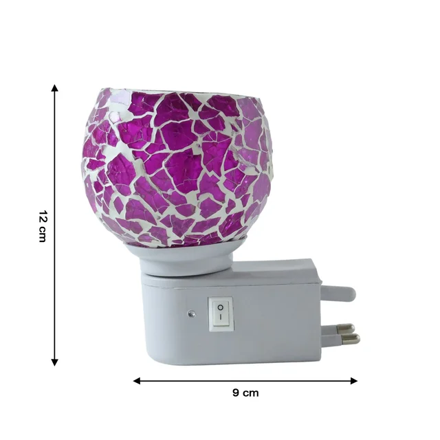 Plug-In Aroma Diffuser Lamp – Purple Mosaic Glass Night Light