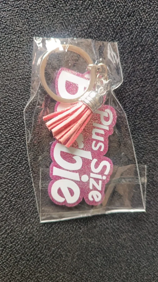 Plus Size Barbie Keychain – Glitter Finish & Tassel Charm