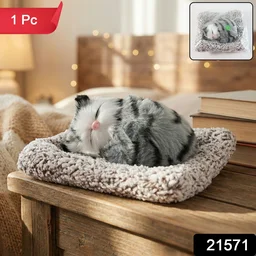 Plush Cat Dashboard Showpiece – Soft Closed-Eye Design