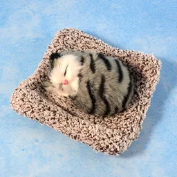 Plush Cat Dashboard Showpiece – Soft Closed-Eye Design