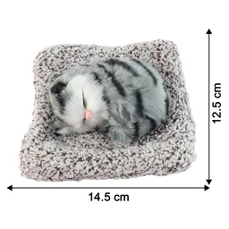 Plush Cat Dashboard Showpiece – Soft Closed-Eye Design