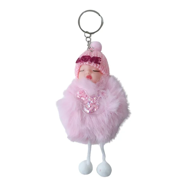 Plush Doll Keychain – Soft Fur Ball Charm
