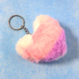 Plush Heart Keychain – Soft & Durable Pink Purple Accessory